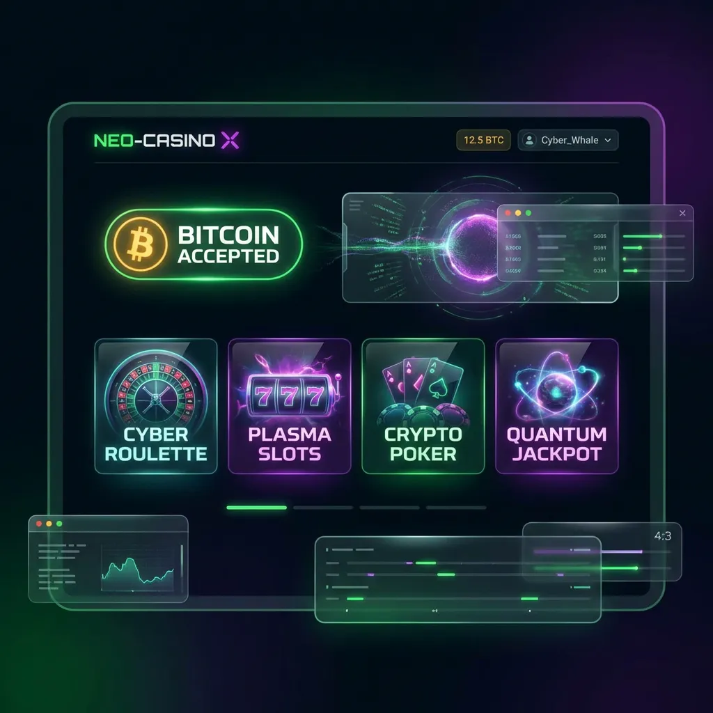 Modern alternative casino interface with dark mode and crypto